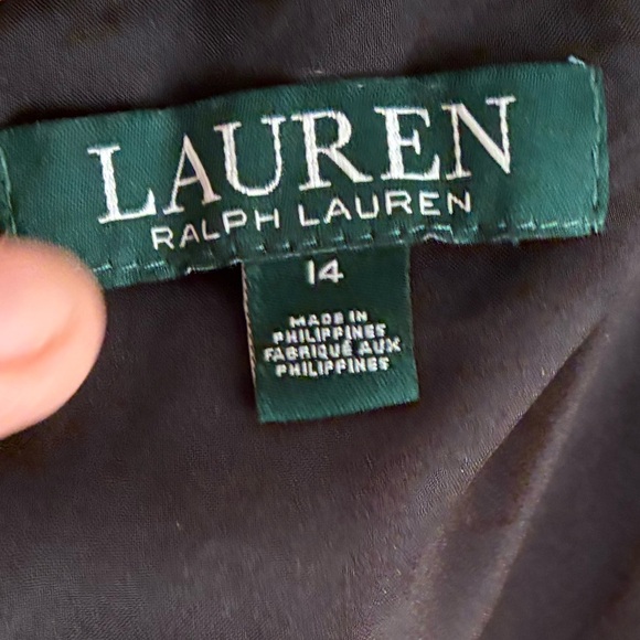 Lauren Ralph Lauren Black and White Dotted Off-Shoulder Sheath Dress 14 - Picture 11 of 14